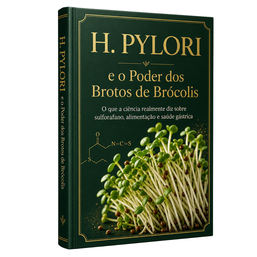 Mockup do e-book H. pylori e o Poder dos Brotos de Brócolis